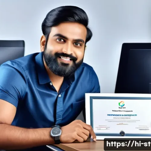 Home 33 스타트업 마케팅 자격증 취득 비용 - A professional Indian startup marketer in a modern office setting, wearing smart casual attire and h...