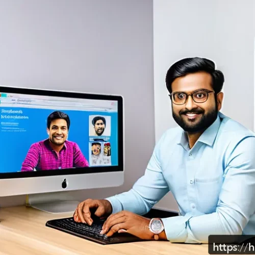 Home 30 스타트업 마케팅 이직을 위한 준비 사항 - A professional Indian digital marketer working at a modern office desk, surrounded by multiple scree...